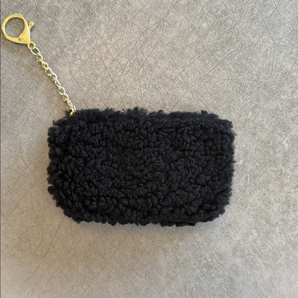 Faux sherling black  Keychain Pouch